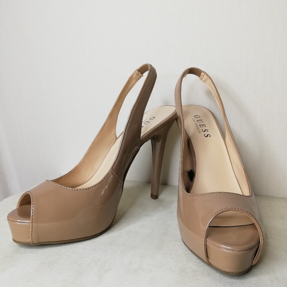 Guess Shoes - GUESS nude sling back peep toe pumps